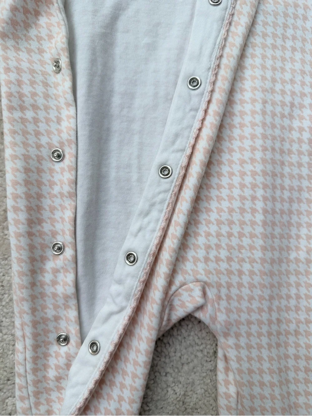 Ralph Lauren Pink Houndstooth Footed One-Piece